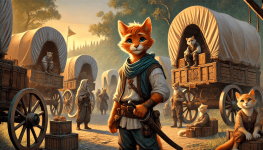 DALL·E 2024-12-19 15.54.43 - A scene showing Bakh, a young orange-furred anthropomorphic cat, ...png