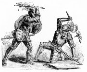 Knights in armor fighting Antique Vintage Illustration Free.jpg